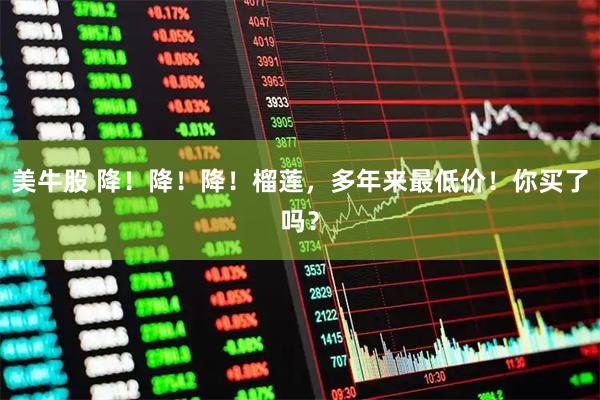美牛股 降！降！降！榴莲，多年来最低价！你买了吗？