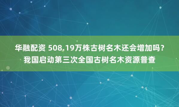 华融配资 508.19万株古树名木还会增加吗？我国启动第三次全国古树名木资源普查