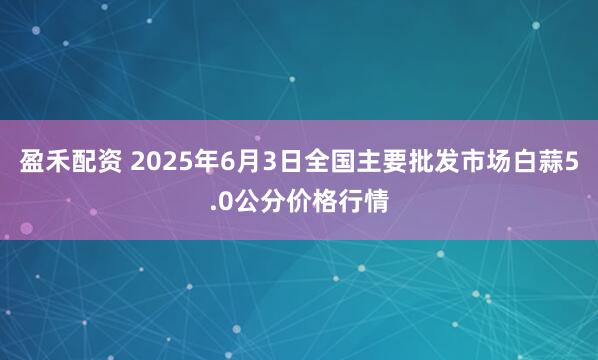 盈禾配资 2025年6月3日全国主要批发市场白蒜5.0公分价格行情